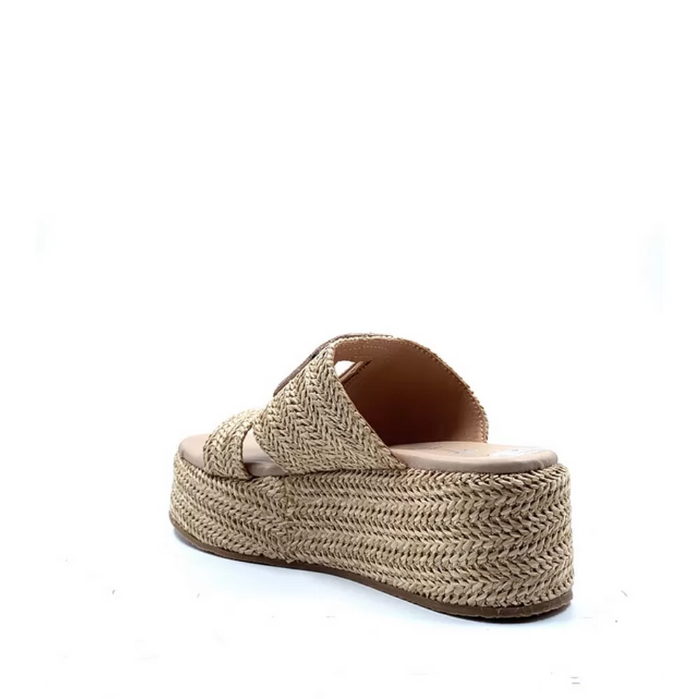 Γυναικεία Σανδάλια Ψάθα Δέρμα 2422 05 Beige