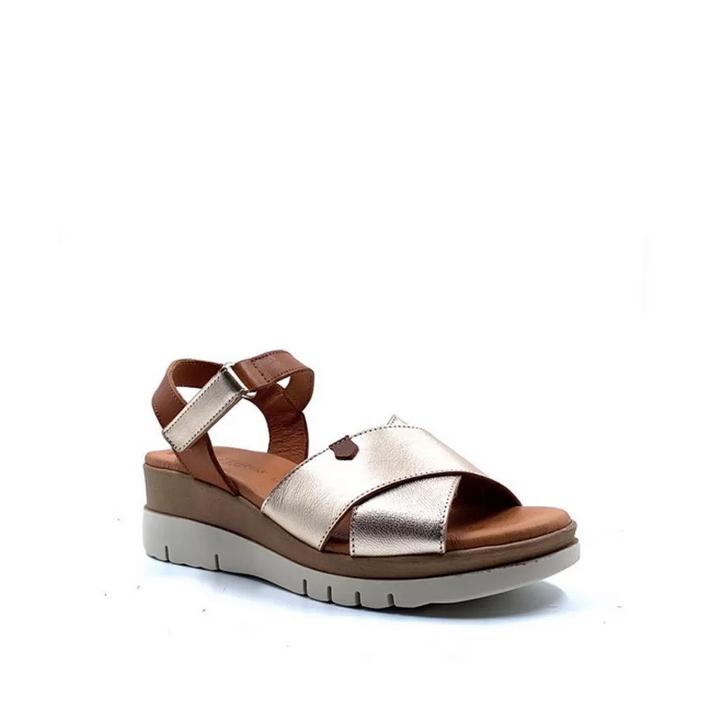 Γυναικείες Πλατφόρμες 5484 Cuero Diana Oro Ταμπά Χρυσό Πλατίνας