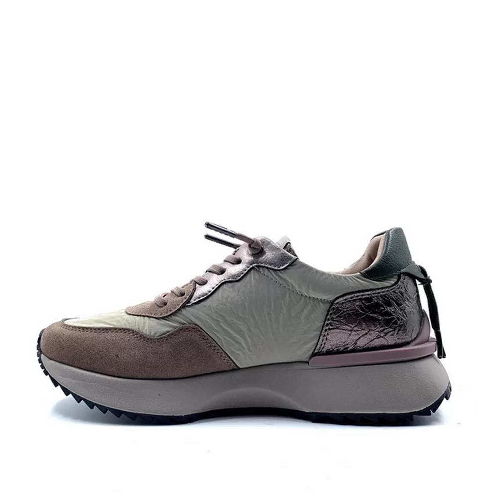 Γυναικεία Δερμάτινα Sneakers 25E820 σε Πούρο Χρωματισμό Taupe