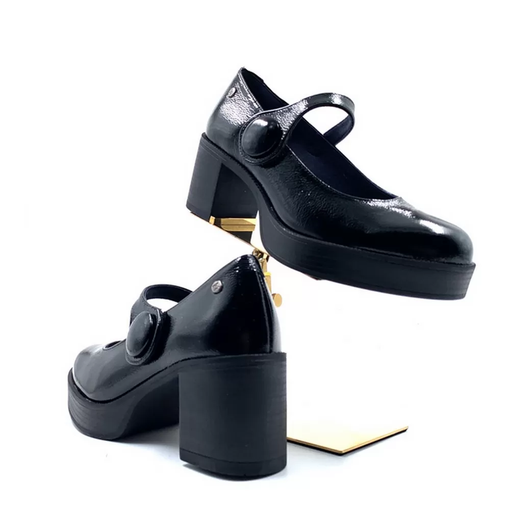 Γυναικείες Γόβες με μπαρέτα σε Λουστρίνι Bowy D9588 Negro