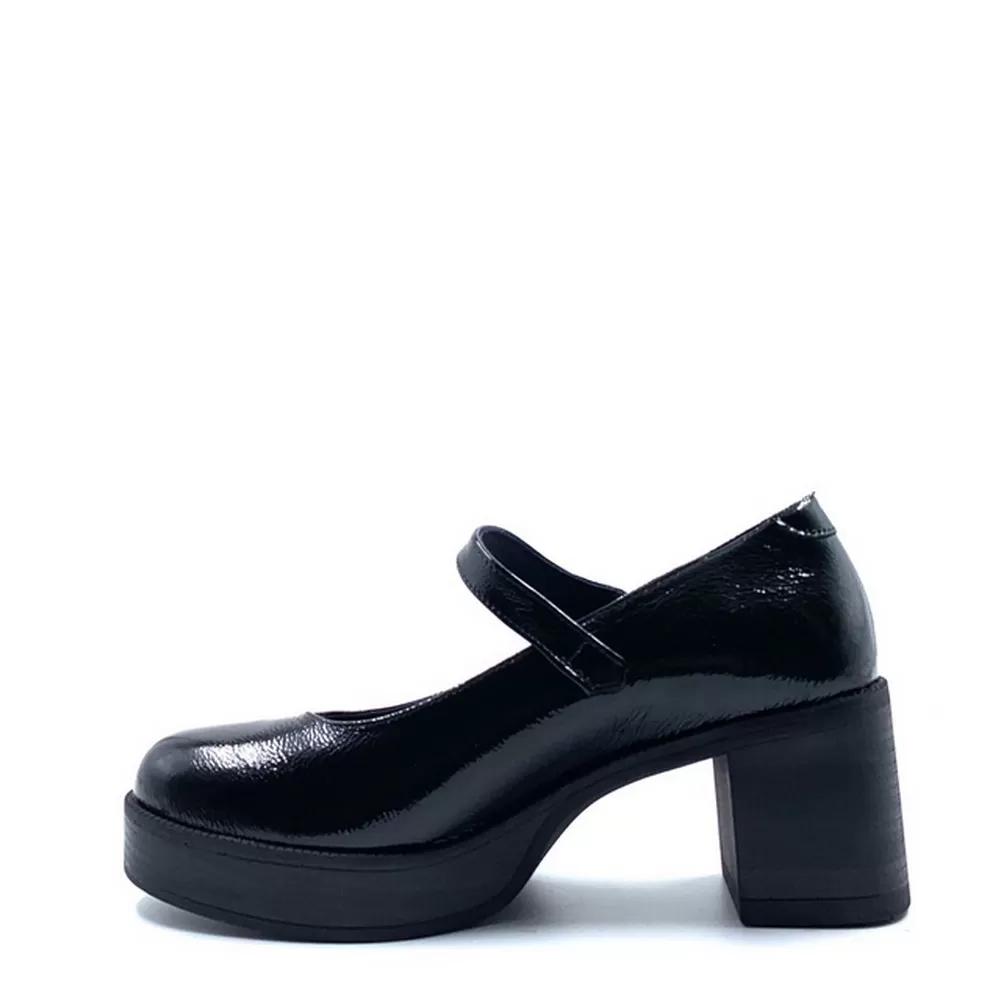 Γυναικείες Γόβες με μπαρέτα σε Λουστρίνι Bowy D9588 Negro