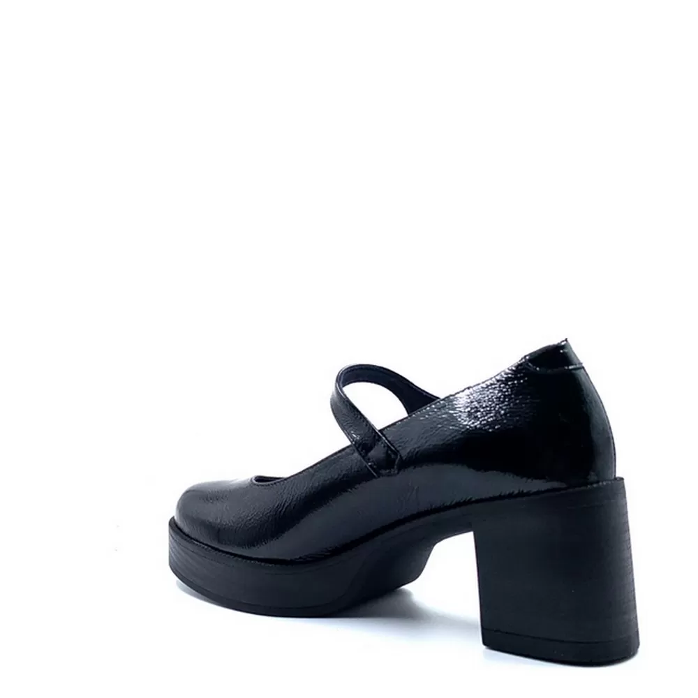 Γυναικείες Γόβες με μπαρέτα σε Λουστρίνι Bowy D9588 Negro