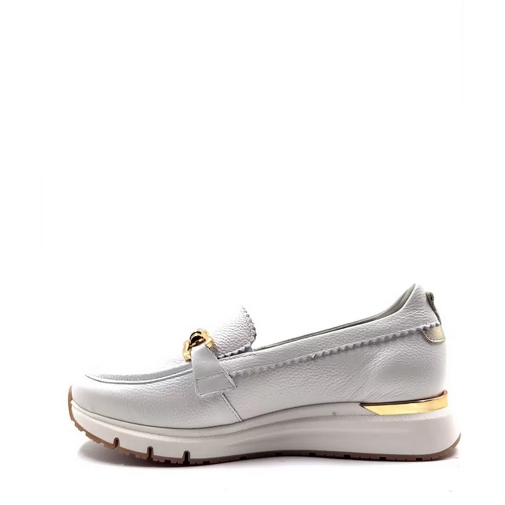 Γυναικεία Ανατομικά  Δερμάτινα Loafers D9655 Blanco Platino