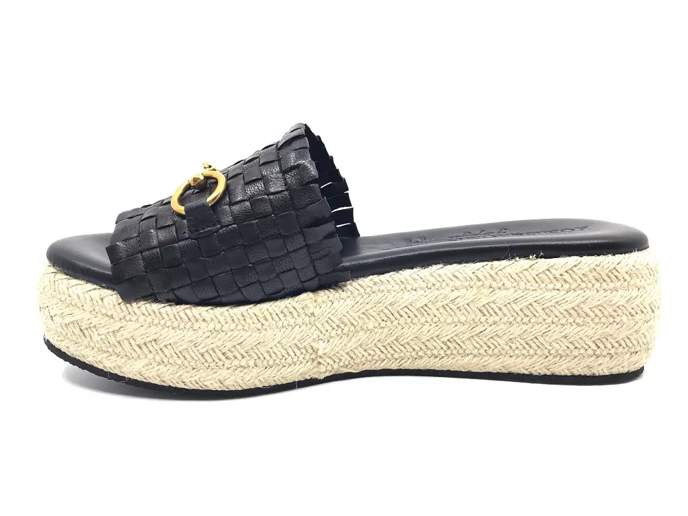 Γυναικείες Πλατφόρμες KOMIS-KOMIS kk82 Δερμάτινες σε Μαύρο Χρωματισμό με πιέτες