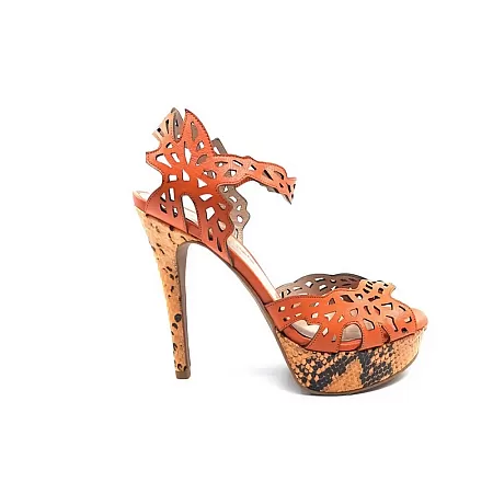 Γυναικεία Πέδιλα 10960 Πορτοκαλί-Φίδι