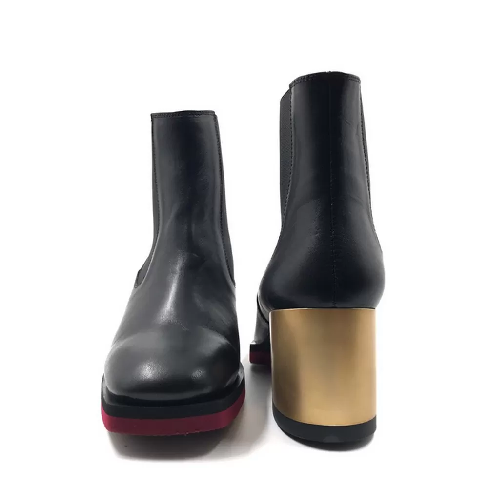 Γυναικεία Μποτάκια 22k122587 σε Μαύρο Δέρμα (Ball Black)