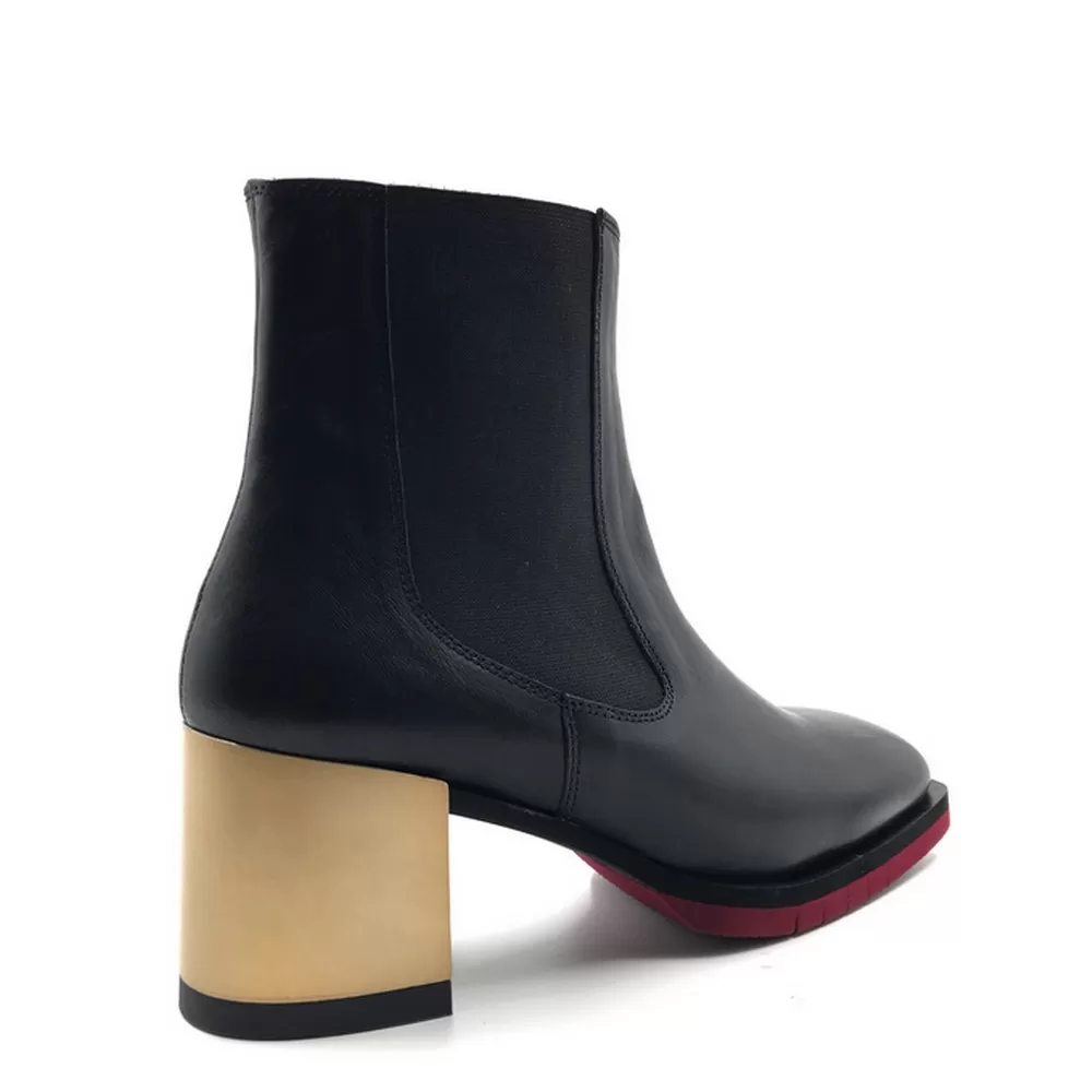 Γυναικεία Μποτάκια 22k122587 σε Μαύρο Δέρμα (Ball Black)