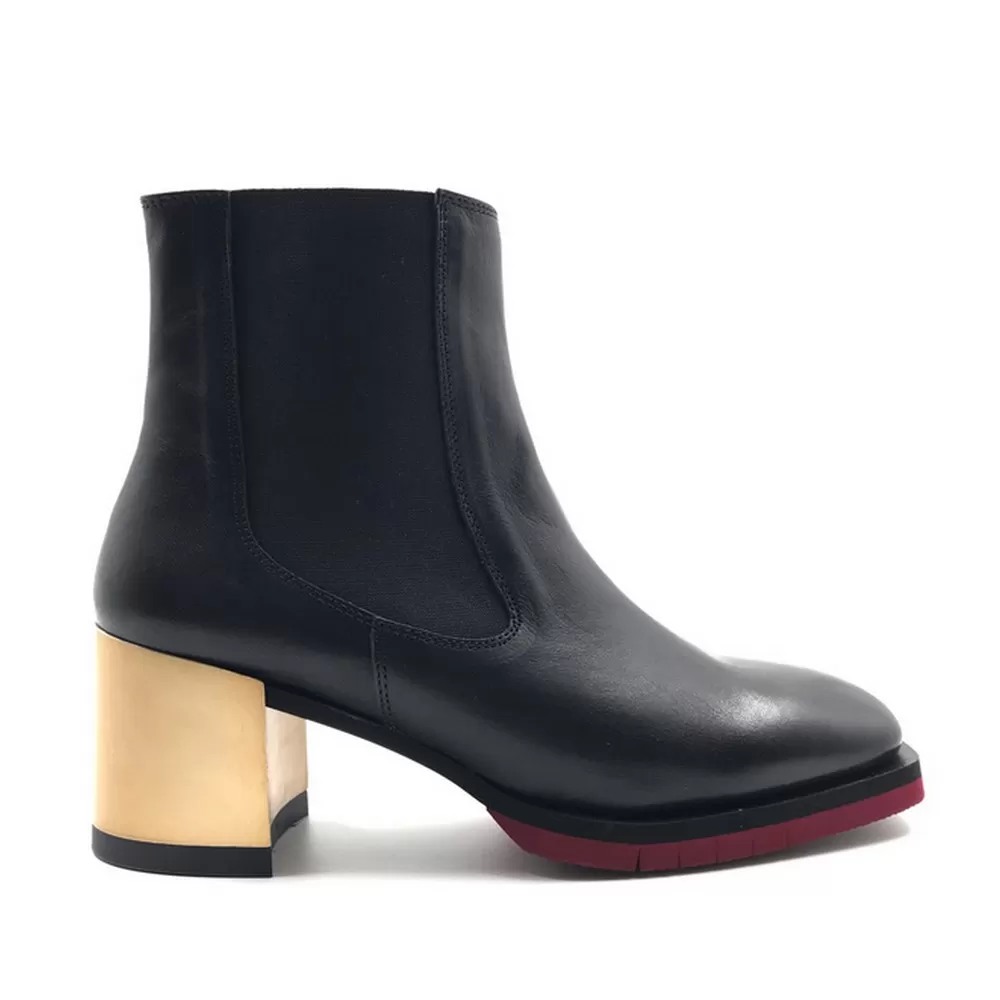 Γυναικεία Μποτάκια 22k122587 σε Μαύρο Δέρμα (Ball Black)