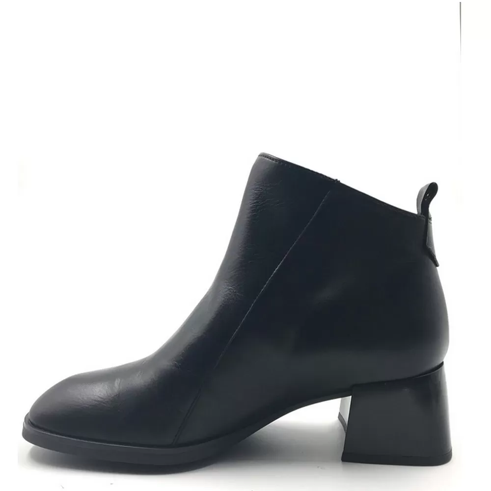 Μποτάκια Γυναικεία με Φερμουάρ HI222345 Charlize σε Μαύρο Δέρμα (Black)